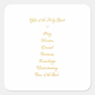 Gifts of The Holy Spirit in 3D Look Golden Script Square Sticker