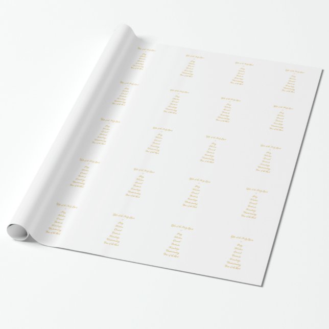 Gifts of The Holy Spirit in 3D Look Golden Script Wrapping Paper (Unrolled)