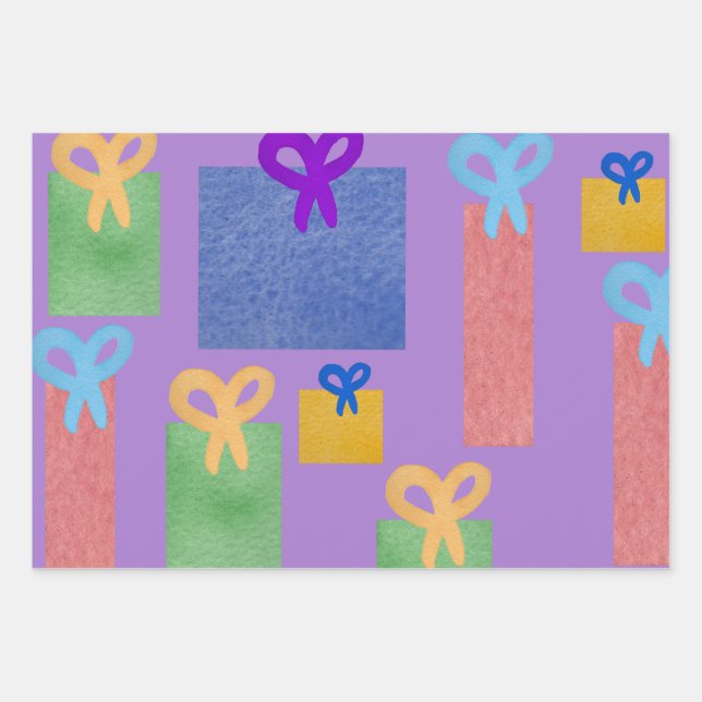 Gifts Packages with Bows All Occasion Wrapping Paper Sheet (Front)