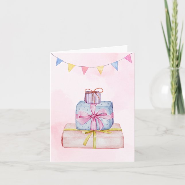 Gifts pastel pink blue  card (Front)