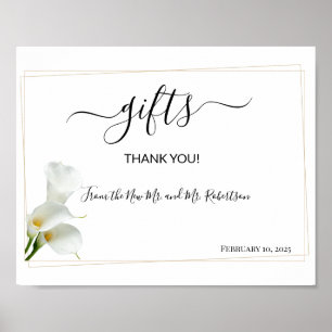 Gifts Shower Wedding Greenery Calla Lily Sign