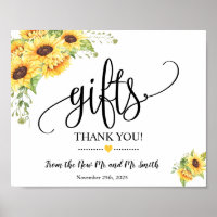 Gifts sign shower wedding reception sunflowers