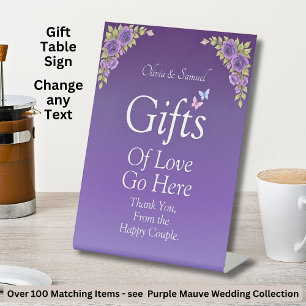 Gifts Table Cobalt Purple Acrylic Pedestal Sign