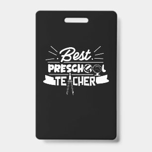 Gifts Teacher Best Preschool Teacher ID Badge