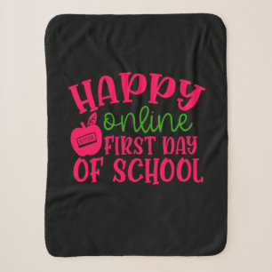 Gifts Teacher Happy Online First Day Of School Sherpa Blanket