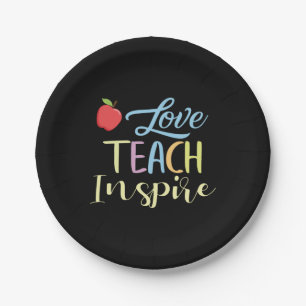 Gifts Teacher   Love Teach Inspire Paper Plate