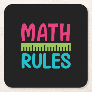 Gifts Teacher Math Rules Square Paper Coaster