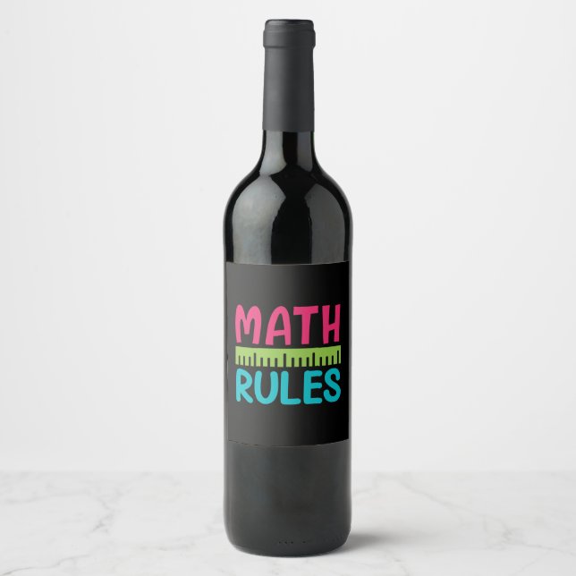 Gifts Teacher | Math Rules Wine Label (Front)