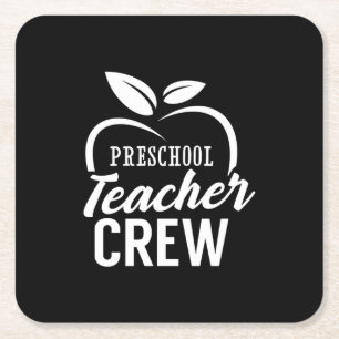 Gifts Teacher Preschool Teacher Crew Square Paper Coaster