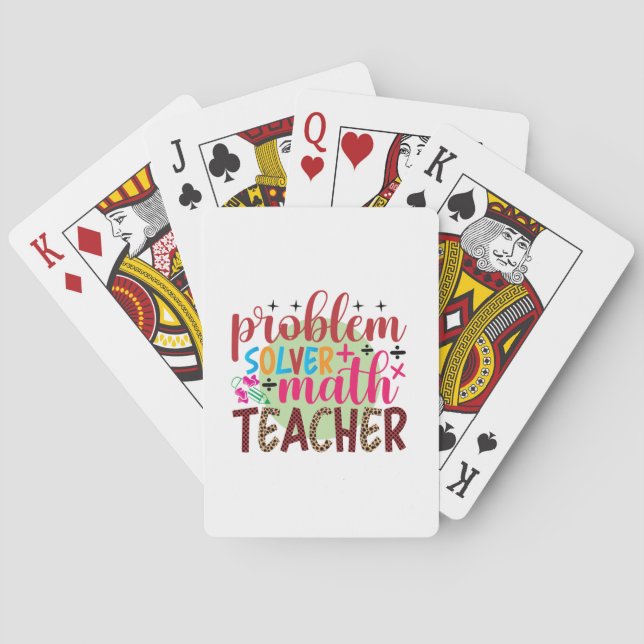 Gifts Teacher | Problem Solver Math Teacher Playing Cards (Back)