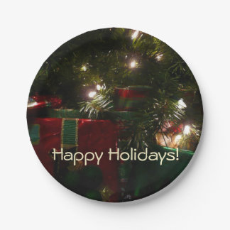 Gifts Under the Tree Christmas Holiday Paper Plate