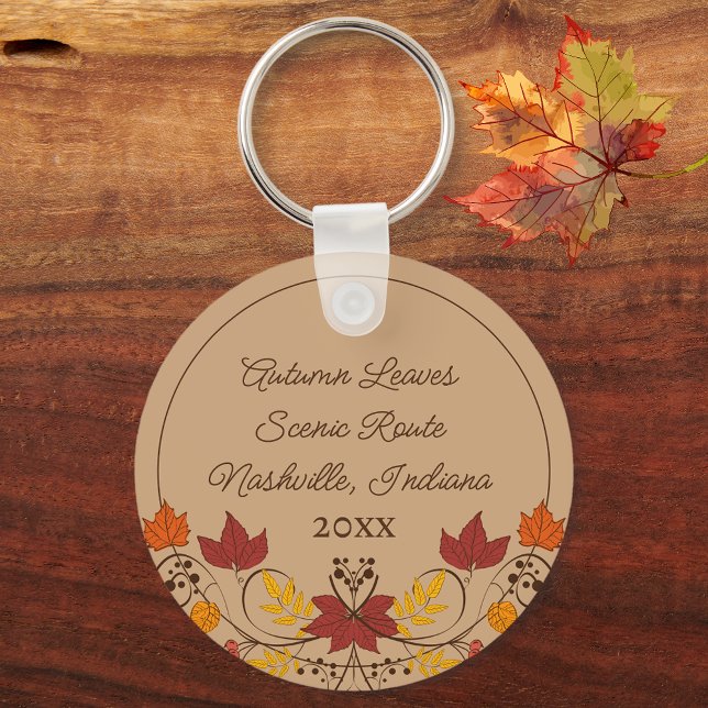 Giftshop Boutique Souvenir Fall Leaves Custom Text Key Ring (Creator Uploaded)