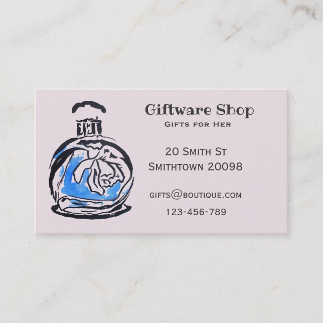 Giftware or online gift shop perfume bottle business card (Front)