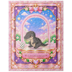 Giganotosaurus Dinosaur, Kawaii Art Jigsaw Puzzle