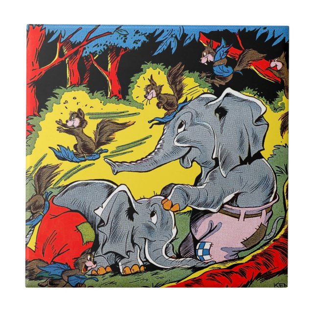 Giggle 11 Animal Elephant Vintage Comics Tile (Front)