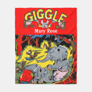 Giggle Animal Elephant Vintage Comics Fleece Blanket