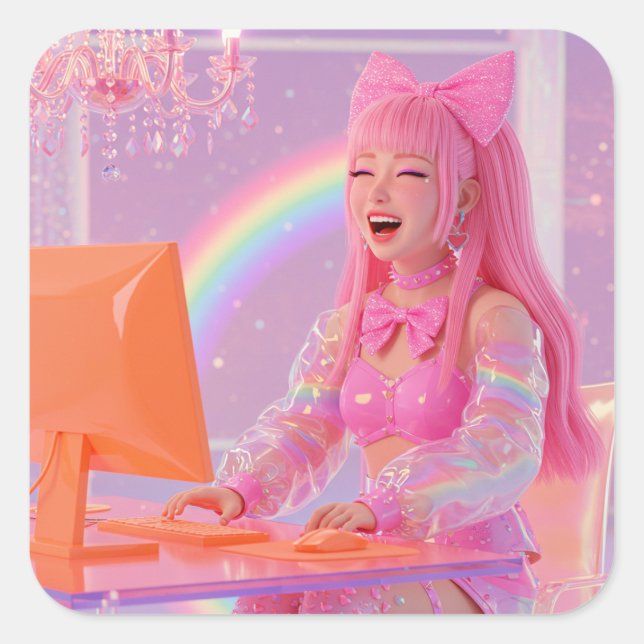 Giggle Code Energy Square Sticker (Front)