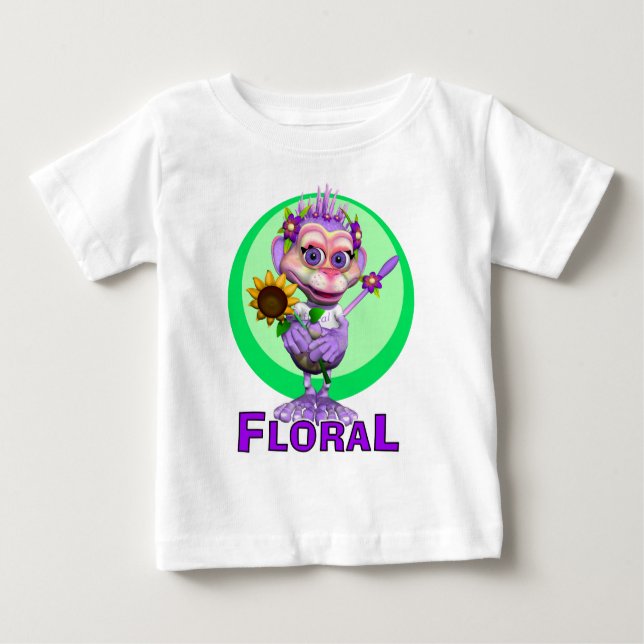 GiggleBellies Floral the Monkey Baby T-Shirt (Front)