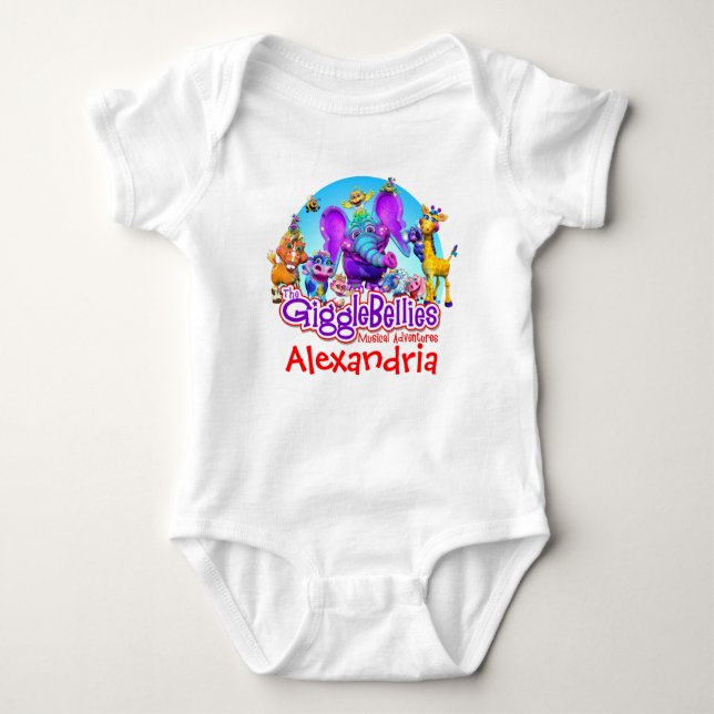 "GiggleBellies" + Your Child's Name Baby Bodysuit (Front)