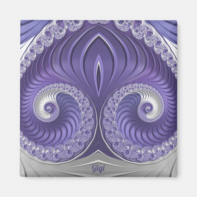 ~ GIGI ~ Abstract Pattern ~ Purple Gray White ~ Magnet (Front)