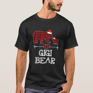 Gigi Bear Christmas Funny Pajama Red Plaid Buffalo T-Shirt