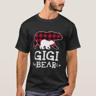 Gigi Bear Christmas Pajama Red Plaid Buffalo Arrow T-Shirt