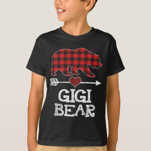 Gigi Bear Christmas Pajama Red Plaid Buffalo Famil T-Shirt