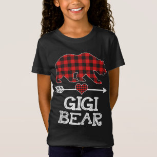 Gigi Bear Christmas Pajama Red Plaid Buffalo Famil T-Shirt