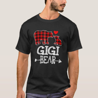 Gigi Bear Christmas Xmas Pajama Red Plaid Buffalo T-Shirt