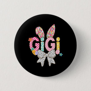 Gigi Bunny Ears Colourful Easter Floral Theme  6 Cm Round Badge
