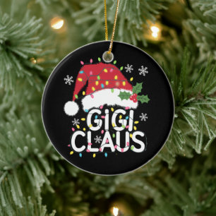 Gigi Claus Christmas Lights Pajama Family Matching Ceramic Tree Decoration