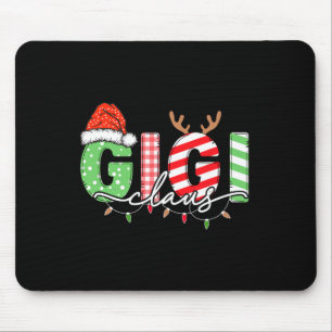 Gigi Claus Xmas Christmas Lights Pajama Family Mat Mouse Pad
