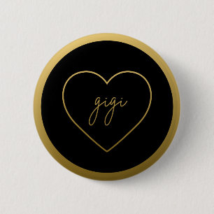 Gigi Elegant Golden Gradient Heart Grandma Gift 6 Cm Round Badge