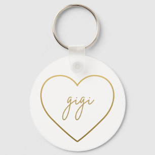 Gigi Elegant Golden Gradient Heart Grandma Gift Key Ring