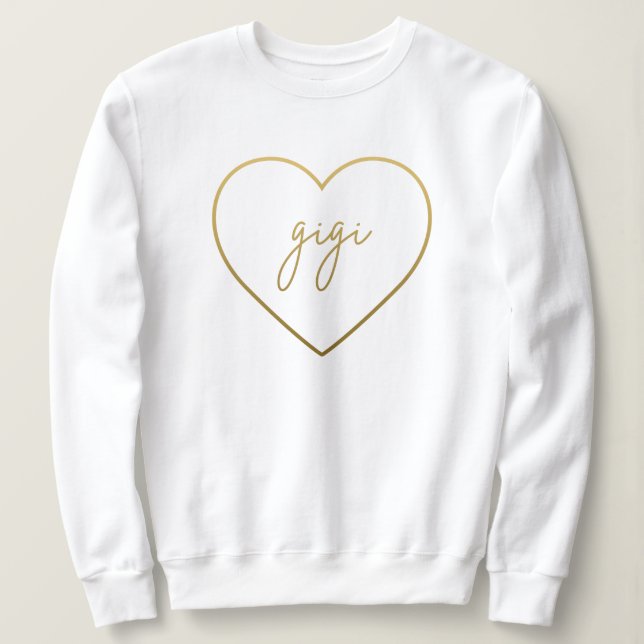 Gigi Elegant Golden Gradient Heart Grandma Gift  Sweatshirt (Design Front)