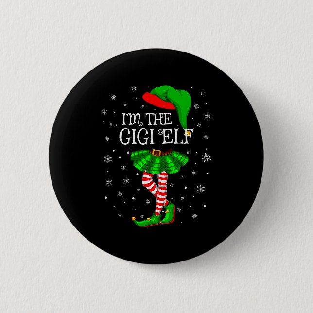Gigi Elf Christmas Matching Family Women Girls Elf 6 Cm Round Badge (Front)