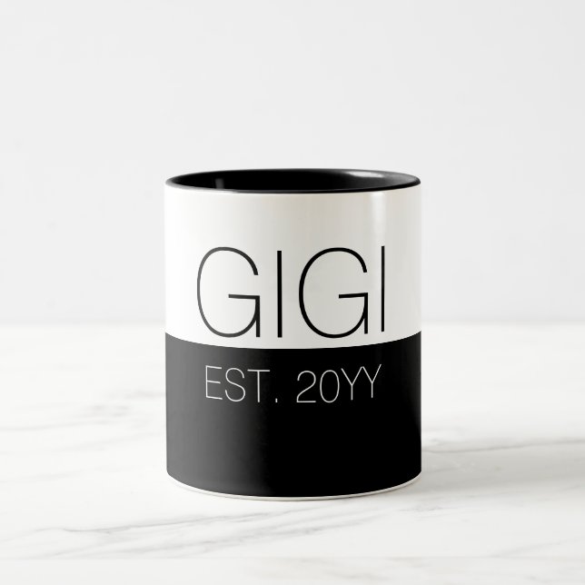 Gigi Established | Elegant Gifts For Grandma  Two-Tone Coffee Mug (Center)