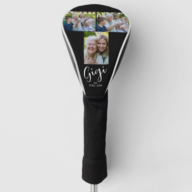Gigi Established Script Black 3 Photo Golf Head Cover (Front)