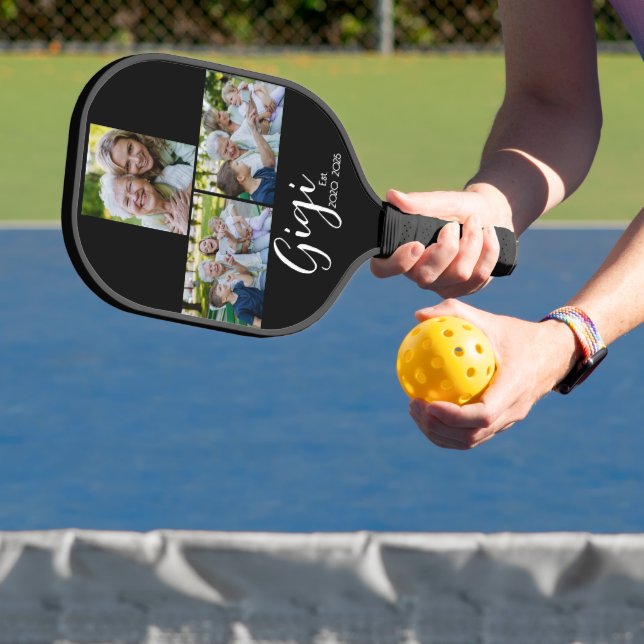 Gigi Established Script Black 3 Photo Pickleball Paddle (Insitu)