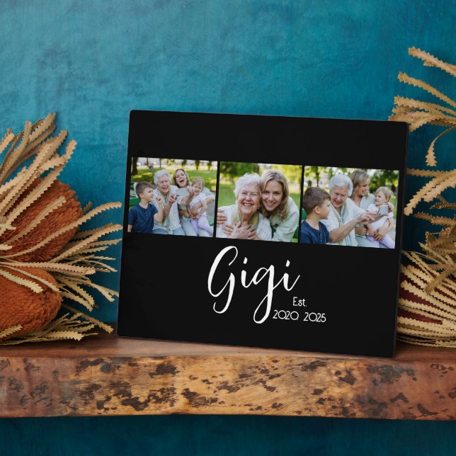 Gigi Established Script Black 3 Photo Plaque (Side)