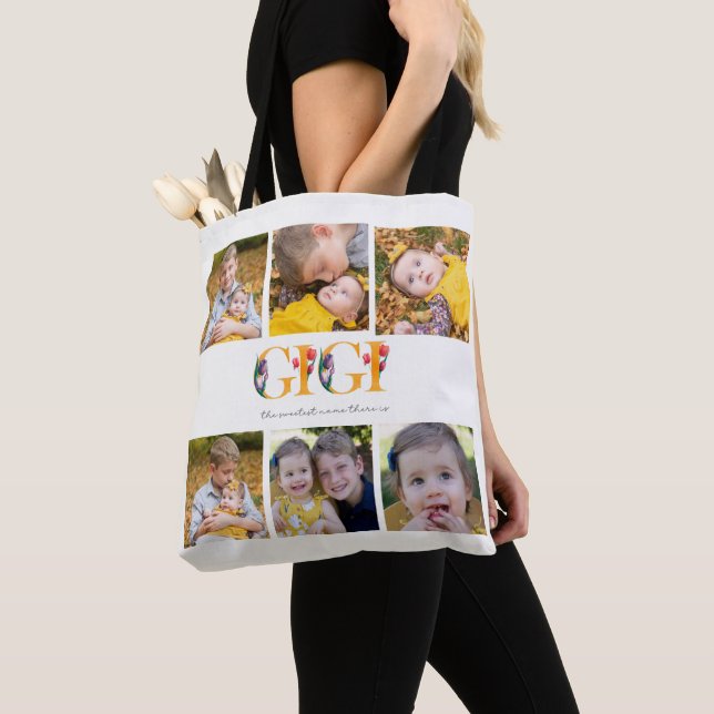 Gigi Floral Custom Photo Tulips Shopping Tote Bag (Close Up)
