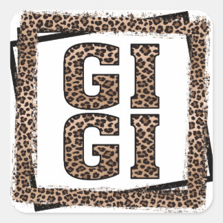 Gigi Leopard Cheetah Frame Gifts for Grandma Square Sticker