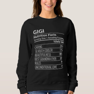 Gigi Nutrition Facts  Grandma Mothers Day Sweatshirt