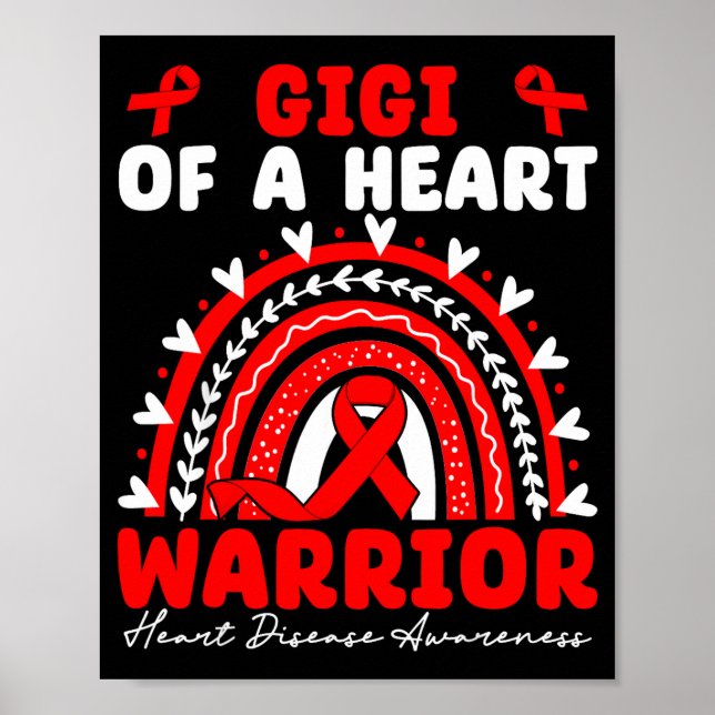 Gigi Of A Heart Warrior Heart Disease Boho Rainbow Poster (Front)