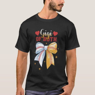 Gigi Of Both Baseball Softball Coquette Bow Mother T-Shirt