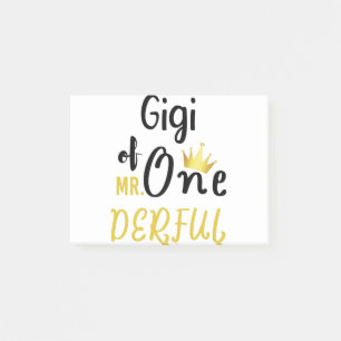 Gigi of MR Onederful Funny 1st Birthday T-Shirt Post-it Notes