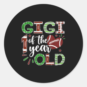 Gigi Of The 1 Year Old Football First Birthday Boy Classic Round Sticker