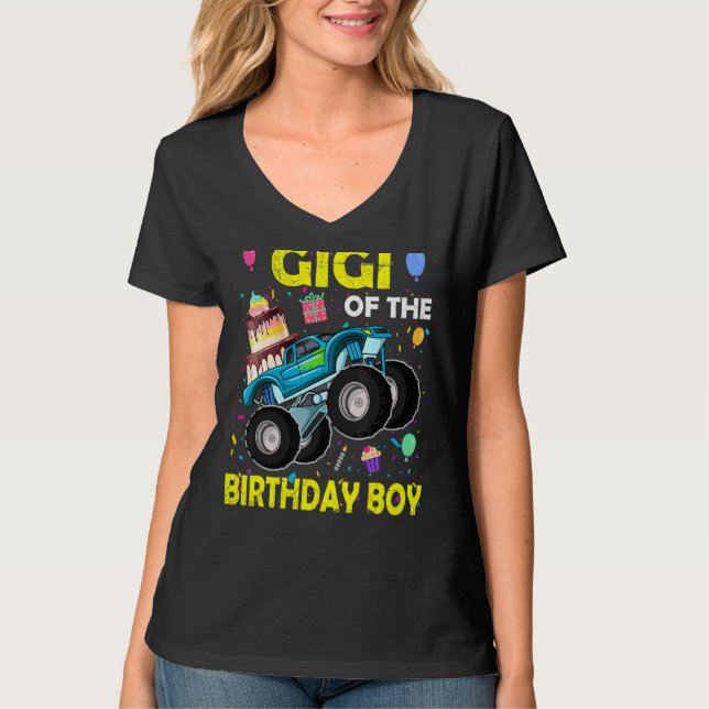 Gigi Of The Birthday Boy Monster Truck Birthday Gi T-Shirt (Front)