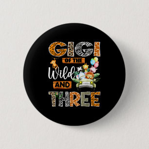 Gigi Of The Wild And Three 3rd Birthday Boy Safari 6 Cm Round Badge