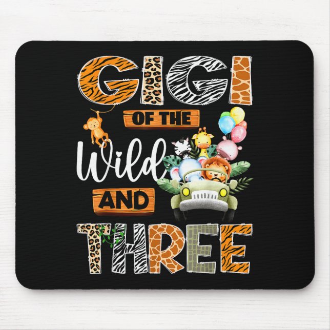 Gigi Of The Wild And Three 3rd Birthday Boy Safari Mouse Pad (Front)